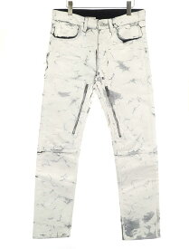 GIVENCHY ジバンシィ Crackle Stretch Straight Cut Jeans In White クラックルジップジーンズ ホワイト系 サイズ:30 メンズ【中古】