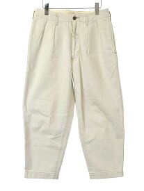 unfil アンフィル cotton-denim 2tuck trousers 2タックデニムパンツ アイボリー系 サイズ:3 メンズ【中古】