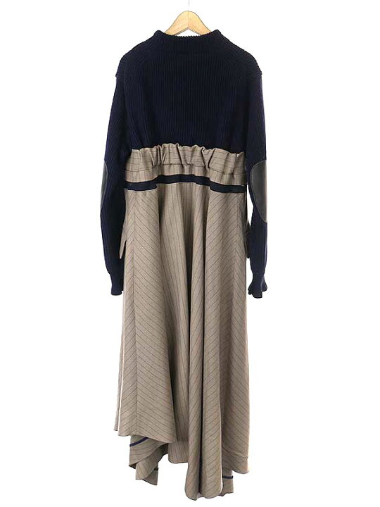 楽天市場】sacai サカイ 22AW Wool Knit x Chalk Stripe Dress ニット  