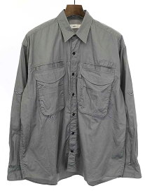 unfil アンフィル washed cotton-twill fishing shirt コットンツイルフィッシングシャツ グレー サイズ:4 メンズ【中古】