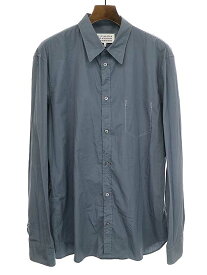 Maison Martin Margiela10 メゾンマルタンマルジェラ10 21SS Garment Dyed Cotton Poplin Slim Shirt コットンポプリンシャツ ブルー サイズ:43 メンズ【中古】