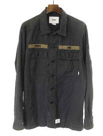 WTAPS ダブルタップス 19AW BUDS LS/SHIRT COTTON RIPSTOP ミリタリーシャツ ブラック サイズ:3 メンズ【中古】