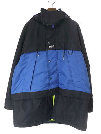 DIESEL ディーゼル チェック柄フーデットパテッドコート ブルー系 サイズ:XL メンズ【中古】