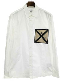 【中古】BURBERRY バーバリー シルクポケットデザインブロードシャツ ホワイト 39 メンズ