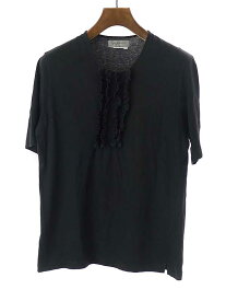 Yohji Yamamoto POUR HOMME ヨウジヤマモト プールオム フリルデザインクルーネックTシャツ ブラック 表記なし 【中古】 ITB2LYTLF5GN