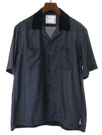 sacai サカイ 22SS KOMON PRINT SHIRT 小紋柄シャツ ネイビー 4 【中古】 ITC5FG67R59G