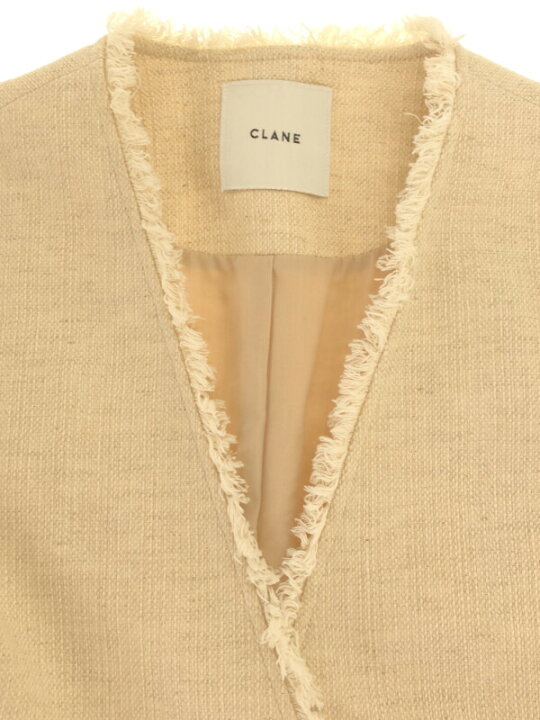 楽天市場】CLANE クラネ フリンジヘンプノーカラーコート ベージュ 38 