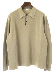 A.PRESSE ア プレッセ 22AW Cashmere Knit L/S Polo レザーパイピングカシミヤニットポロシャツ ベージュ 3 【中古】 IT9J5MQLDZR2