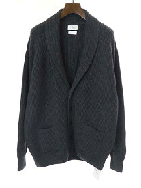 HERILL ヘリル 22AW Rib Stitch Shawl Cardigan ショールカラーカシミヤニットカーディガン グレー F 【中古】 ITZP3WRLR8TA