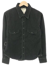 SAINT LAURENT PARIS サンローラン パリ 16SS クラッシュリペア加工デニムウエスタンシャツ ブラック XS 【中古】 IT25KJCJSFEW