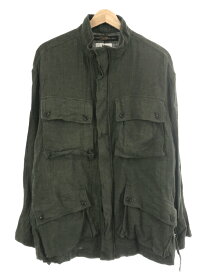 MOON AGE DEVILMENT×EGO TRIPPING ムーンエイジ デビルメント エゴトリッピング 22AW 40' PARATROOPER SMOCK JACKET ウールリネンミリタリージャケット カーキ 44 【中古】 ITMOYS5HGNW0