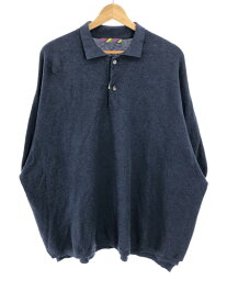 is-ness イズネス KNITTED BIG POLO ビッグサイズニットポロシャツ ネイビー M 【中古】 IT94ZHHTGP8G