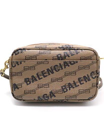 BALENCIAGA バレンシアガ Signature Small Camera Bag シグネチャーロゴカメラバッグ ブラウンベージュ 【中古】 ITAC2JZ4GD0A