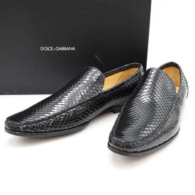 DOLCE&GABBANA ドルチェ＆ガッバーナ パイソンレザースリッポンシューズ 8265 2754 ブラック 9 【中古】 ITJXAJUJZV4G