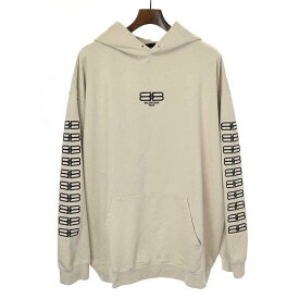 BALENCIAGA バレンシアガ 22AW MEDIUM FIT HOODIE BBロゴ刺繍オーバーサイズパーカー ベージュ XXL 570811 TMVG6 【中古】 IT47BSHHC883