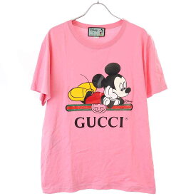 GUCCI×Disney グッチ×ディズニー ミッキーマウスプリント オーバーサイズTシャツ ピンク M 492347 XJB7W 【中古】 ITKE3EYJYCVS