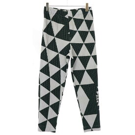 HOMME PLISSE ISSEY MIYAKE オム プリッセ イッセイ ミヤケ 23AW TRIANGULAR GRID トライアングルプリーツパンツ HP33JF352 グレー グリーン 3 【中古】 ITTIQK59T06C