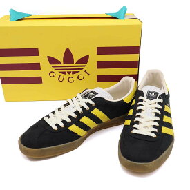 GUCCI×adidas グッチ×アディダス GAZELLE GGキャンバスローカットスニーカー IE2264 ブラック×イエロー 28.5cm 【中古】 ITWE49WF44J8