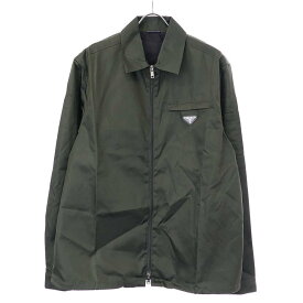 PRADA プラダ 20SS Nylon Shirt Jacket ロゴプレート ナイロンジップアップジャケット SC502 カーキ L 【中古】 ITE06IWE1S5C