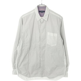 COMME des GARCONS HOMME コムデギャルソンオム 2005SS ライニングリバーシブルストライプ長袖シャツ HO-B007 ホワイト L 【中古】 IT16OI735UQV