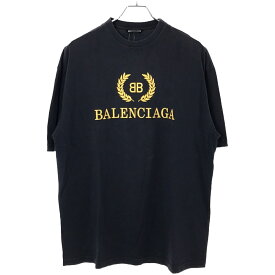 BALENCIAGA バレンシアガ 18AW BBロゴプリント オーバーサイズTシャツ 535622 TAV04 チャコール XS 【中古】 ITYE2CWH5LFW