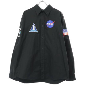 BALENCIAGA バレンシアガ 21AW NASA Over Shirt マルチワッペンオーバーサイズシャツ 663076 TYB18 ブラック 38 【中古】 IT3T4235VHT6