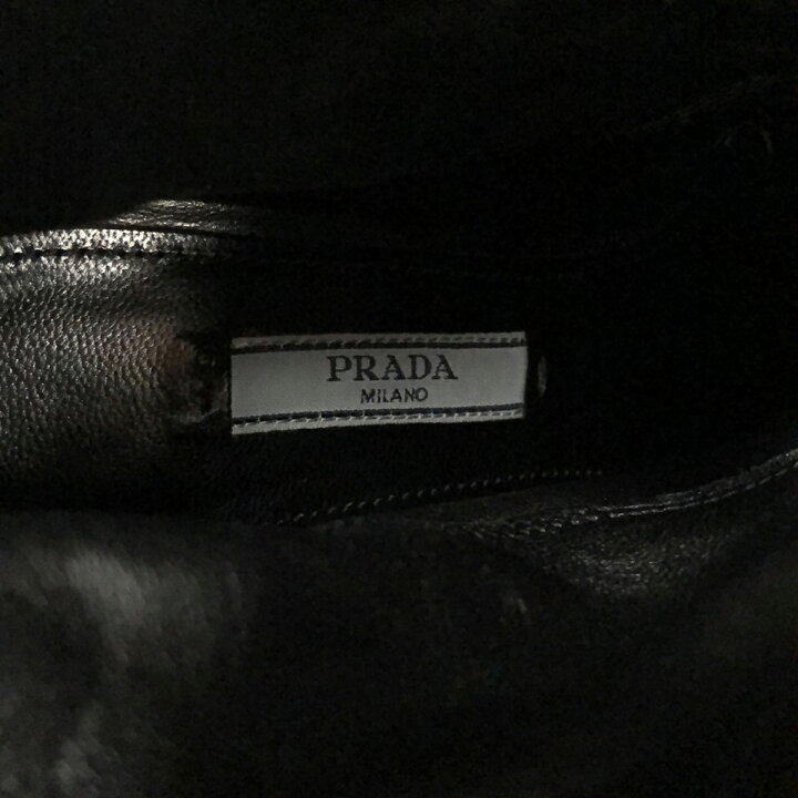 楽天市場】PRADA プラダ ショートウエスタンヒールブーツ ブラック 37 