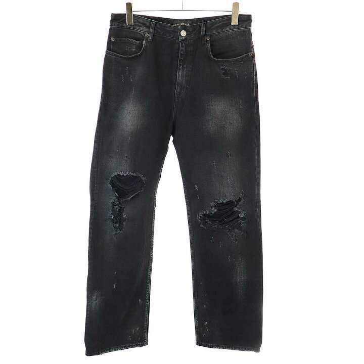 楽天市場】BALENCIAGA バレンシアガ 23SS Destroyed Knee Baggy Jeans  