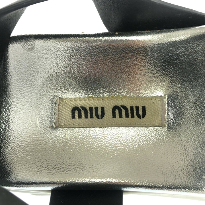 楽天市場】miu miu ミュウミュウ ビジューバックル サンダル ブラック  