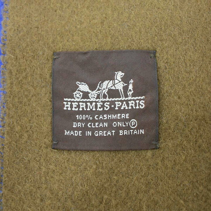 楽天市場】HERMES エルメス ロゴ刺繍 バイカラーカシミヤフリンジ  