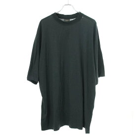 BALENCIAGA バレンシアガ Distressed T-shirt ネックロゴTシャツ 739784 TOVF4 ブラック XL 【中古】 ITGRW7LHCS3C