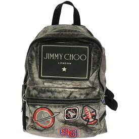 JIMMY CHOO ジミー チュウ 19AW パッチデザイン バックパック リュック シルバー 【中古】 IT1ENFT31BP6