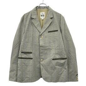 Y-3 ワイスリー グレンチェックポリエステルテーラードジャケット O54472 グレー M 【中古】 ITHK7878OBWQ