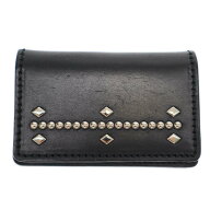 RAMIDUS×WOLF'SHEAD ラミダス ウルフズヘッド CARD CASE-3 スタッズ装飾レザーカードケース ブラック 【…