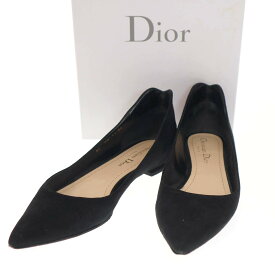 Christian Dior クリスチャンディオール スウェードハートフラットパンプス KCB410VVVS900 ブラック 36 【中古】 ITK10GPILXSG