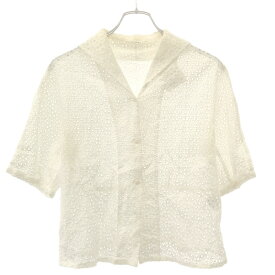 TOUJOURS トゥジュー カットワークレースブラウスシャツ ホワイト F 【中古】 IT59BZHG16QG