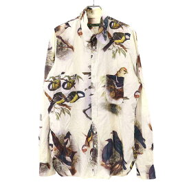 Paul Harnden ポールハーデン 14SS Birds Shirt バードプリントシャツ ベージュ L 【中古】 IT78DYMQEC49