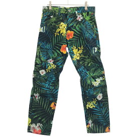 G-STAR RAW ジースター ロゥ ボタニカルプリントバイカーパンツ D04956-8901-6384 グリーン 28 【中古】 ITVQZIRG6EXS