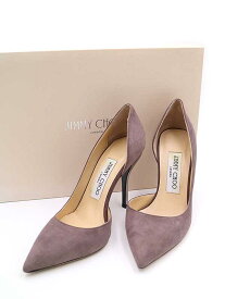 JIMMY CHOO ジミー チュウ WILLIS SUE ポインテッドトゥスウェードピンヒールパンプス グレー サイズ:34 1/2 レディース【中古】