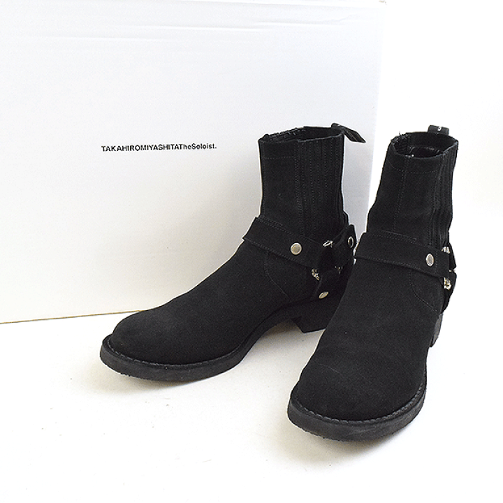 【中古】TAKAHIRO MIYASHITA The SoloIst. タカヒロミヤシタザソロイスト 18SS Harness Boots  カウスエードリングブーツ メンズ ブラック 8(26cm程度) | MODESCAPE 楽天市場店