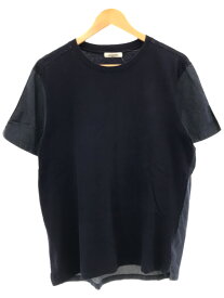 【中古】VALENTINO ヴァレンティノ 14SS シャンブレー切替クルーネックTシャツ ネイビー L メンズ