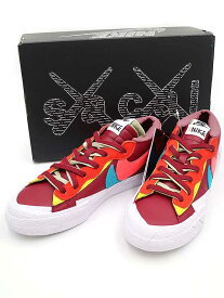 【中古】NIKE ナイキ KAWS × sacai BLAZER LOW Team Red DM7901-600 スニーカー バーガンディ 26.5cm メンズ