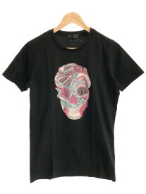 【中古】ALEXANDER McQUEEN アレキサンダーマックイーン 14SS コットンシルクスカルプリントTシャツ ブラック S メンズ