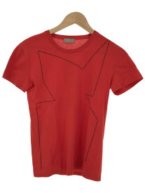 【中古】Dior HOMME ディオールオム 09AW メッセージプリントTシャツ レッド XS メンズ
