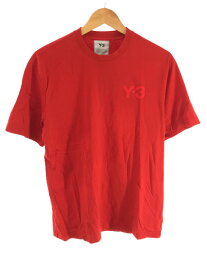 Y-3 ワイスリー ロゴプリントクルーネックTシャツ レッド サイズ:S メンズ【中古】