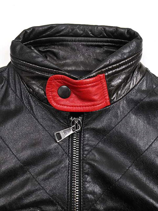 DOLCE&GABBANA レザー ジャケット黒 赤ファスナー