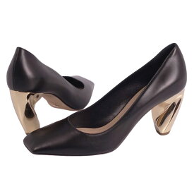 【新古品】クリスチャンディオール Christian Dior パンプス レザー メタルヒール シューズ 靴 レディース イタリア製 37D(24cm相当) ブラック【中古】