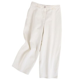 【極美品】シャネル CHANEL パンツ P79083 デニムパンツ ワイドパンツ ココマークボタン コットン ボトムス レディース イタリア製 36(S相当) ホワイト【中古】