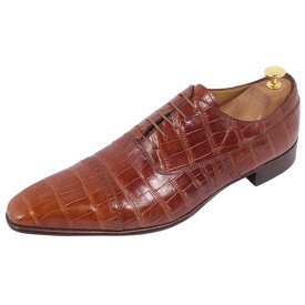 ジリー ZILLI レザーシューズ オックスフォードシューズ クロコダイル ワニ革 ストレートチップ 革靴 メンズ 9.5(28cm相当) ブラウン【中古】