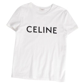【美品】セリーヌ CELINE Tシャツ カットソー ショートスリーブ 半袖 ロゴ コットン トップス レディース XS ホワイト【中古】